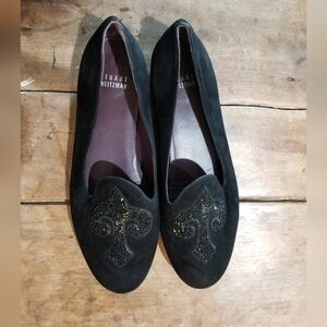Stuart Weitzman Black Flats with embellishment size 6.5